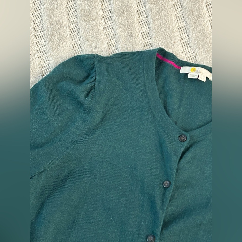 Boden 100% Wool Green Sweater Button Down Cardigan - Size 10 - Picture 7 of 14